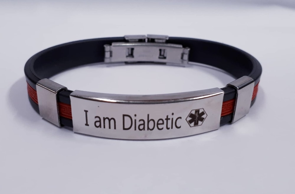 Náramek I am Diabetic - červený proužek